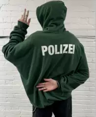 In Stock Vtm Ss16 Og Green Polizei Hoodie Green Slogan Logo Sweatshirt
