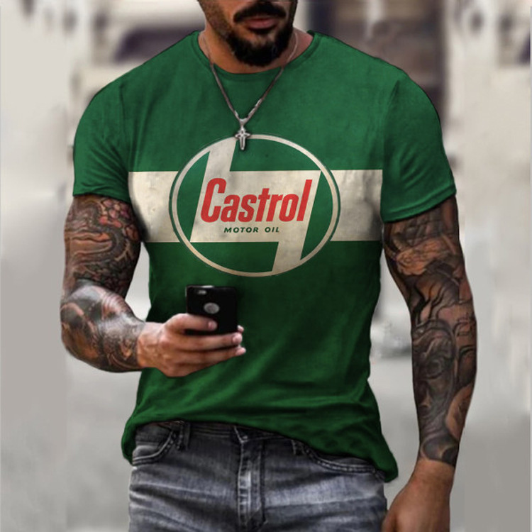 Round neck short sleeve 3D printed pullover men's T-shirt