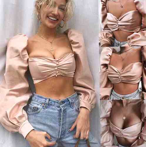 ulder Backless T-Shirt Casual Short Crop Tops Party Clubwear