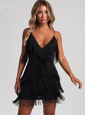 fringed patchwork open back dress dress deep v neck dress