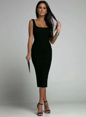 纯色无袖包臀连衣裙SolidColor Sleeveless U-Neck Bodycon Dress