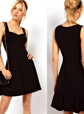 Slim vest sleeveless V-neck dress 修身背心无袖大摆V领连衣裙