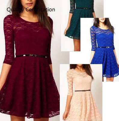 Stitching  With Belt Included Casual A-line Dresses