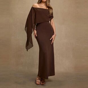 off shoulder slim 纯色露肩修身 long color fit skirt 长裙Solid