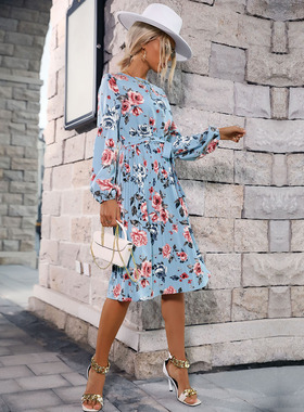 Print Dresses Pleated Summer Beach Holiday Fashion Clothes