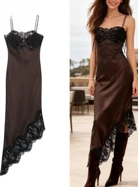不对称镂空拼接吊带连衣裙 Asymmetric patchwork camisole dress