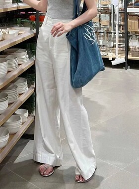 纯色高腰直筒休闲裤Solidcolor high waisted straight leg pants