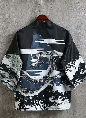 Kimono Cardigan Men Japanese Yukata Male Haori Robe Traditio