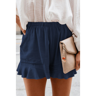 Loose high waisted pleated shorts for women 宽松高腰褶皱短裤