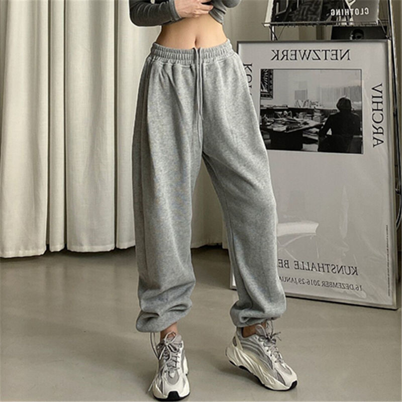 ants Gray Jogger High Waist Sweat Casual Trousers For Female 女装/女士精品 休闲裤 原图主图