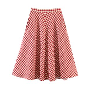 高腰红色格子半身裙High waisted red checkered skirt for women