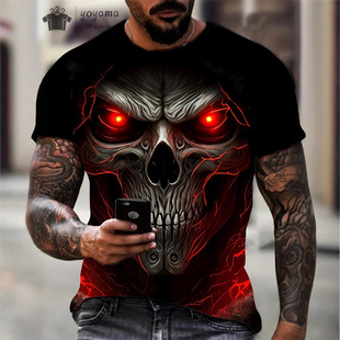 3D数码印花短袖T恤男士街头休闲Men's casual short sleevedshirt