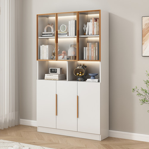 实木书柜书架玻璃门家用酒柜手伴柜儿童玩具收纳客厅展示柜储物柜