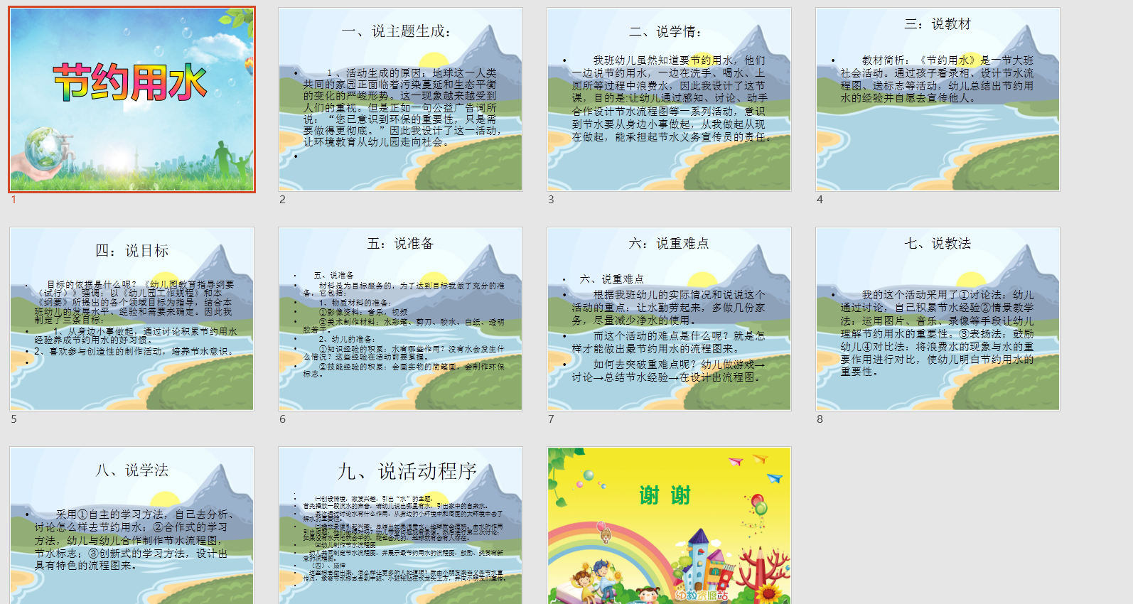 大班社会说课稿课件节约用水ppt说课课件