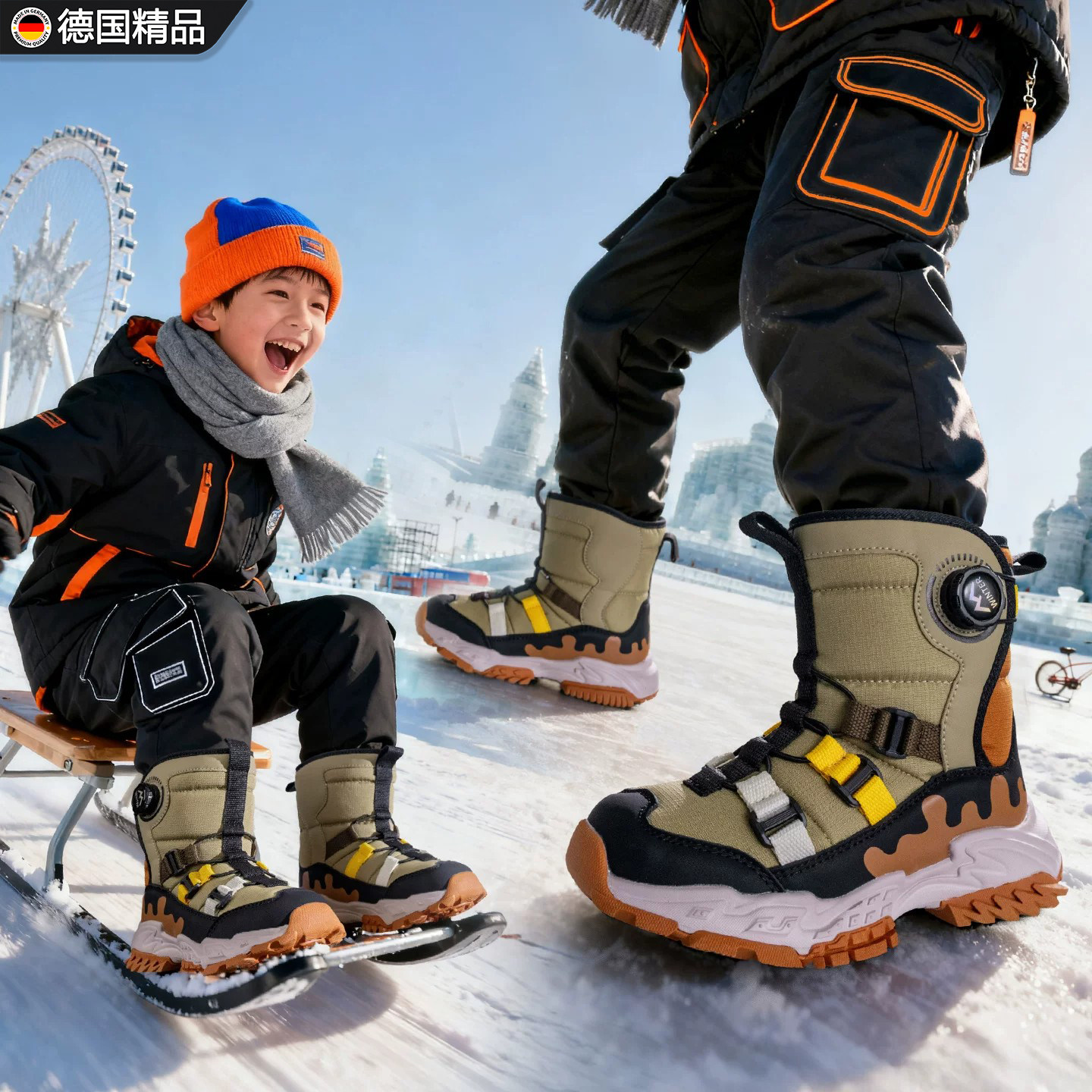 德国保暖雪地靴儿童加厚防寒靴男