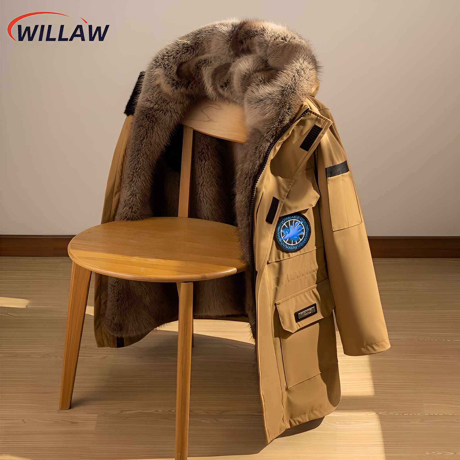 德国派克服棉衣男款冬季加绒加厚貂可拆卸内胆皮毛一体中长款棉袄