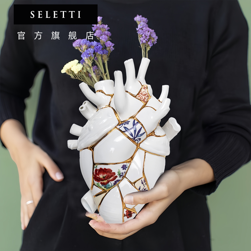 意大利seletti陶瓷花瓶金缮工艺