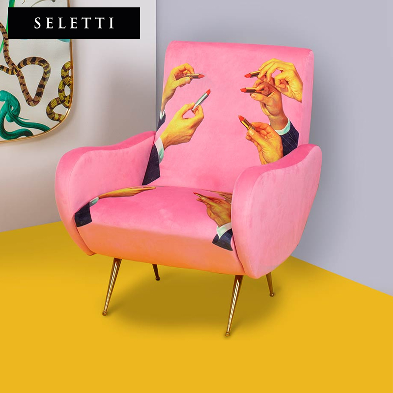 seletti意大利丝绒休闲扶手椅
