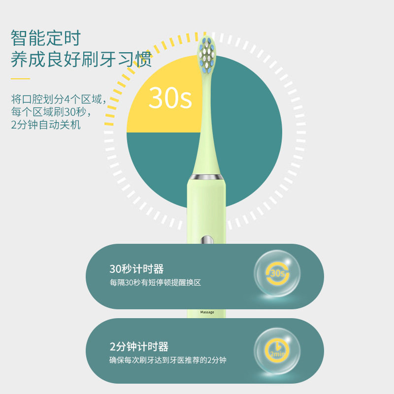 成人智能便携麦喆爆款 USB充电式情侣学生声波震动电动牙刷头免邮