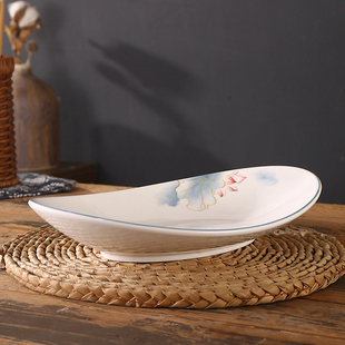 中餐冷菜盘特色高档酒店用品厨房餐具不规则创意船形凉菜盘子菜盘