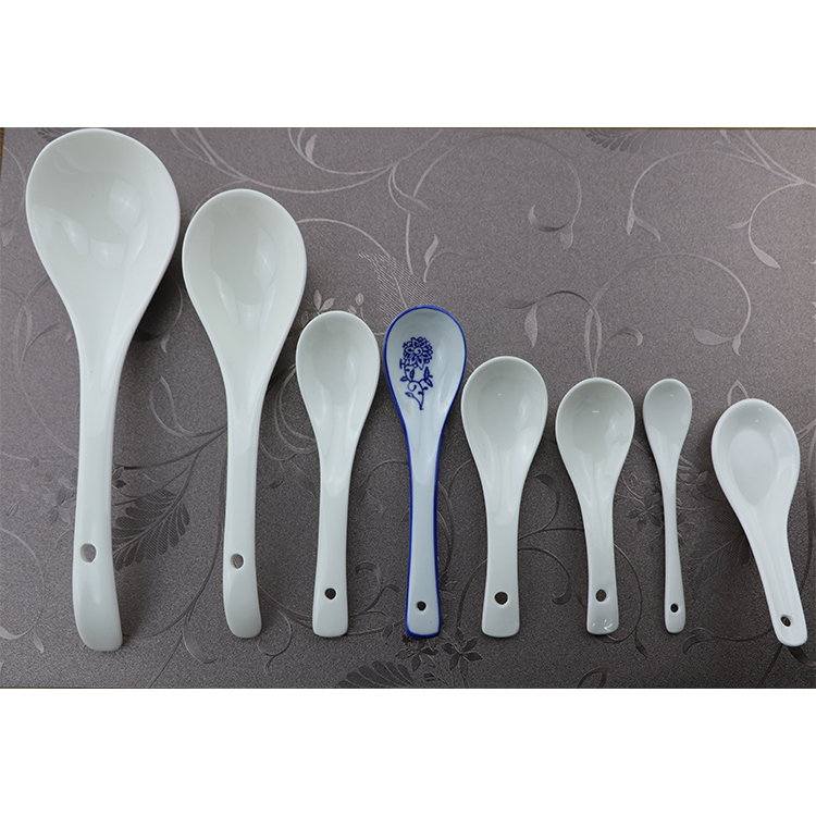 陶瓷勺家用酒店餐厅饭店骨瓷小勺子调羹加长汤勺粥勺药勺长柄勺