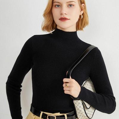 秋冬针织半高领洋气毛衣女2025紧身修身针织衫中领打底衫上衣长袖
