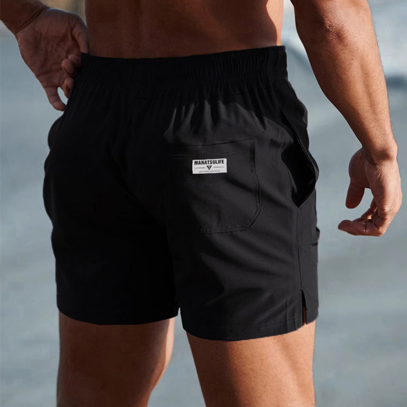 健身男撸铁三分裤速干弹力短裤