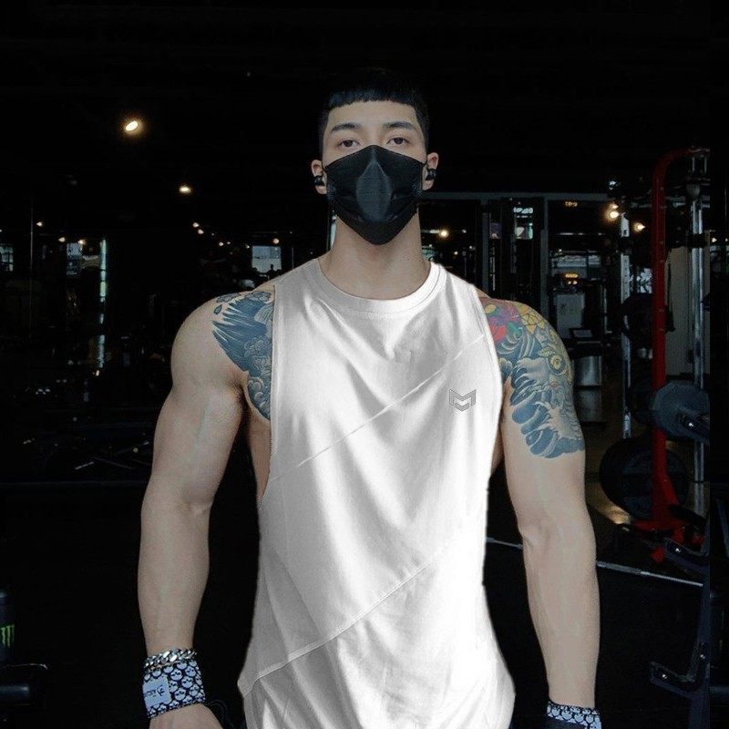 夏季健身背心无袖坎肩男士宽松t恤健美透气肌肉训练速干纯色工字