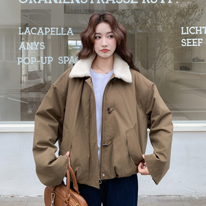 新品 136-8695-P175K258毛领外套 加棉棉服女图片
