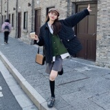 高级感菱格棉衣棉服外套女冬季2024新款爆款韩系撞色拼接翻领棉袄，女装棉衣/棉服，浙宝136