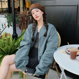 美式复古棒球服外套女春秋2024新款韩系chic宽松休闲立领夹克上衣，女装短外套，浙宝136