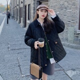 高级感菱格棉衣棉服外套女冬季2024新款爆款韩系撞色拼接翻领棉袄，女装棉衣/棉服，浙宝136