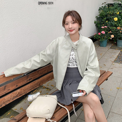 春季新款女士PU皮外套皮衣短