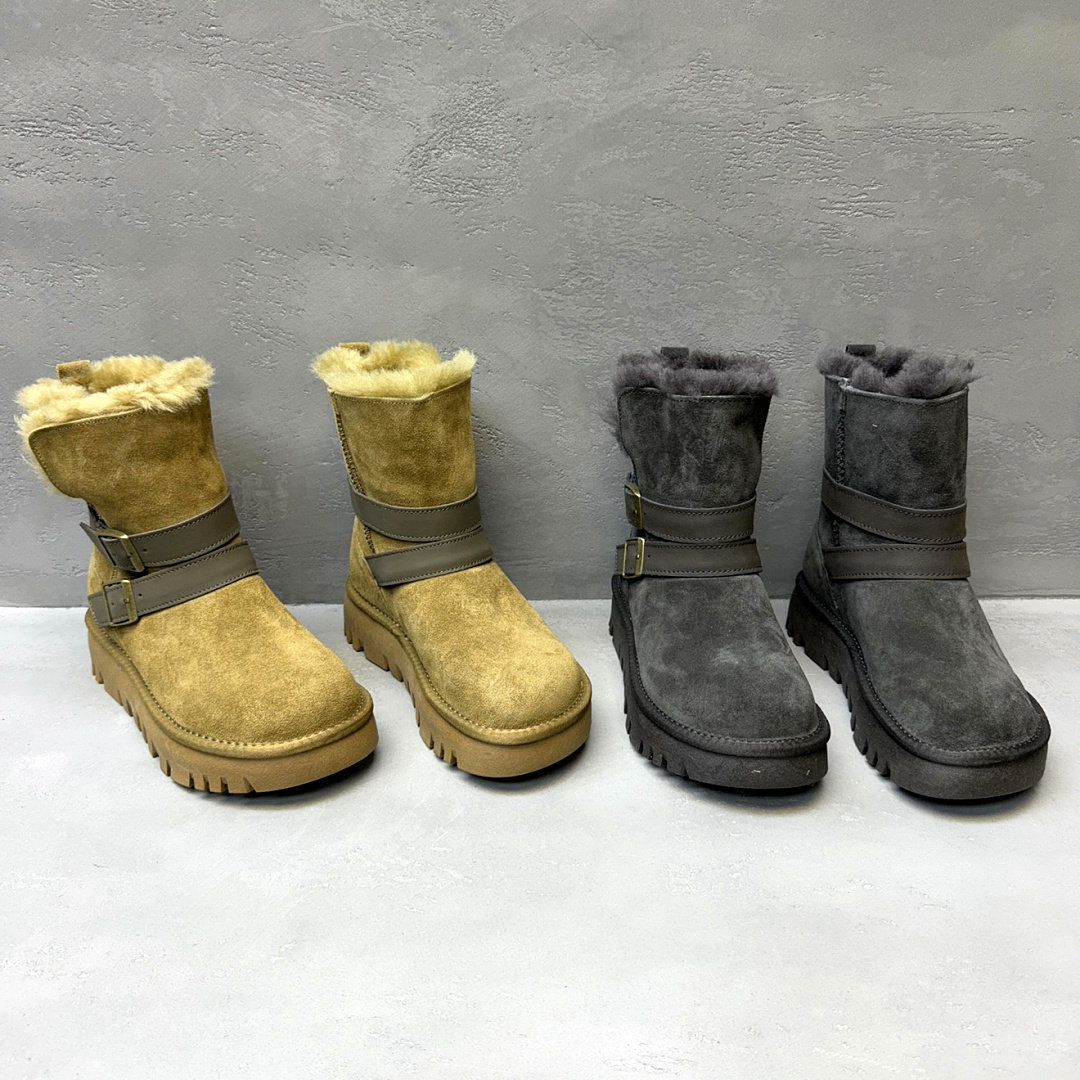 麦露迪冬厚底羊毛保暖防滑雪地靴
