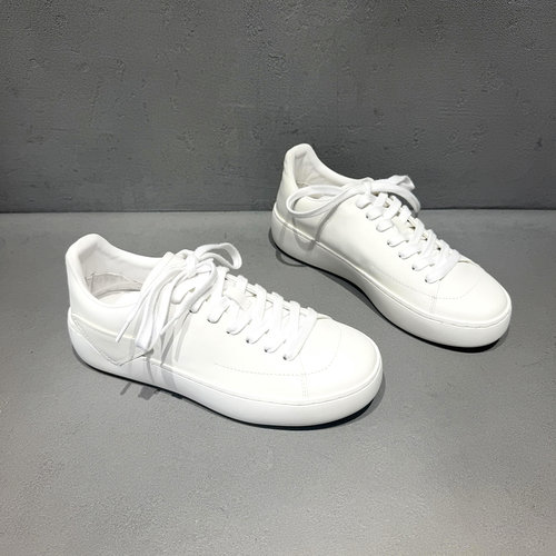 先峰名典牛皮厚底系带女板鞋