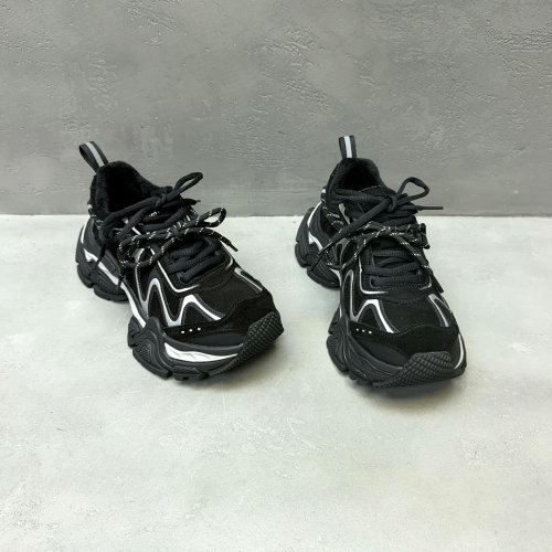 冬季加绒保暖厚底增高女老爹鞋