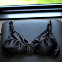 Anti-protruding thin underwear, breathable and healthy, 100% mulberry silk double-sided silk bra, no underwire sleep bra thumbnail 2