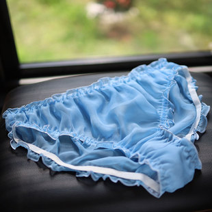 性感内裤女乔其纱内裤网纱内裤纯欲透明内裤女士真丝内裤全真丝裆