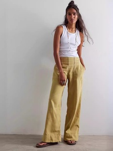 低腰无弹牛仔长裤 个性 ins潮流宽松显瘦橡筋腰牛仔长 时尚 欧美女装