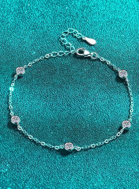 新款18K手镯串女泡泡百搭轻奢PT9502025莫桑石简约金小手礼物手链