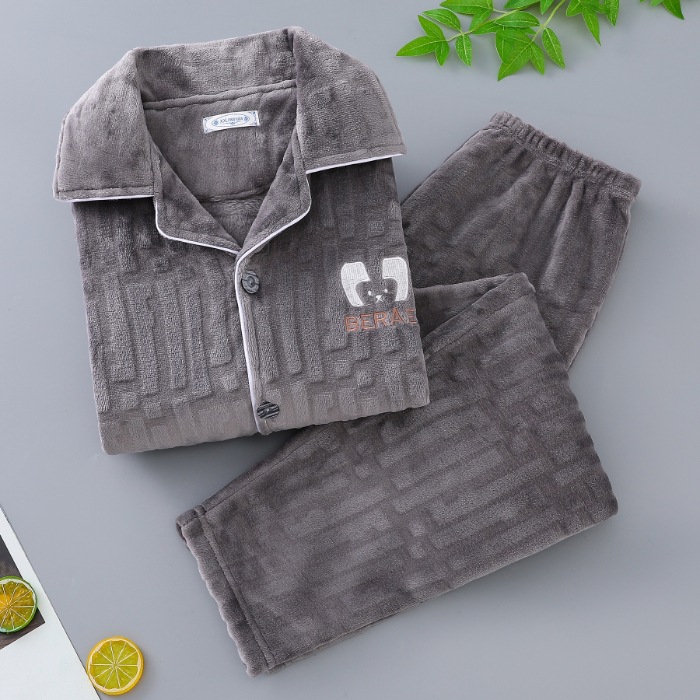 男士睡衣冬季新款法兰绒保暖加肥加厚大码爸爸外穿家居服今年爆款