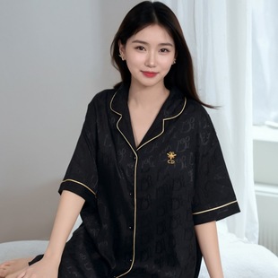 包邮 夏季 冰凉透气家居服 冰雪丝开衫 带胸垫睡裙女士睡衣休闲时尚