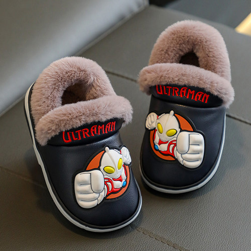 奥特曼男童毛毛鞋卡通冬
