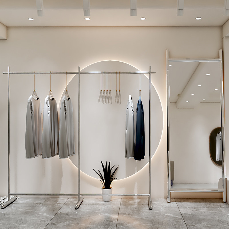 服装店网红挂衣架不锈钢拉丝银