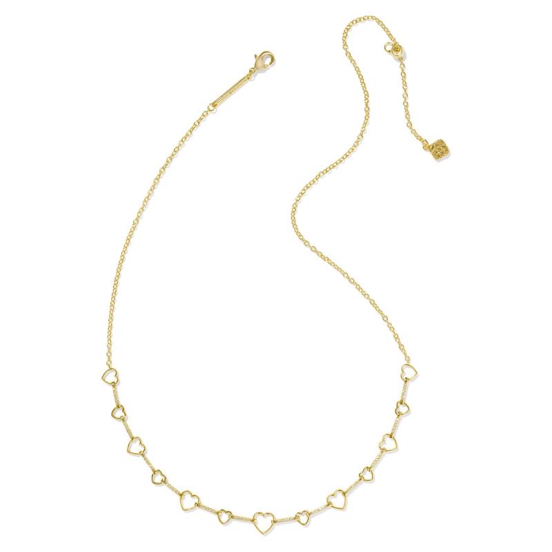 Kendra Scott女式轻奢心形链条项链精致立方锆石锁骨链简约优雅饰