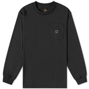 正品 黑色长袖 Needles Logo 欧美代购 T恤男式 2024新款 Long Shirt