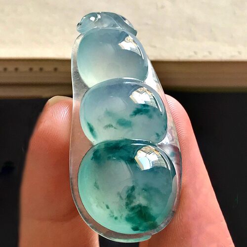 缅甸冰种飘花福豆吊坠挂件