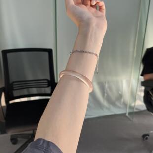 马达加斯加白月光冰种荔枝冻玛瑙藕粉手镯女扁条古风气质少女玉