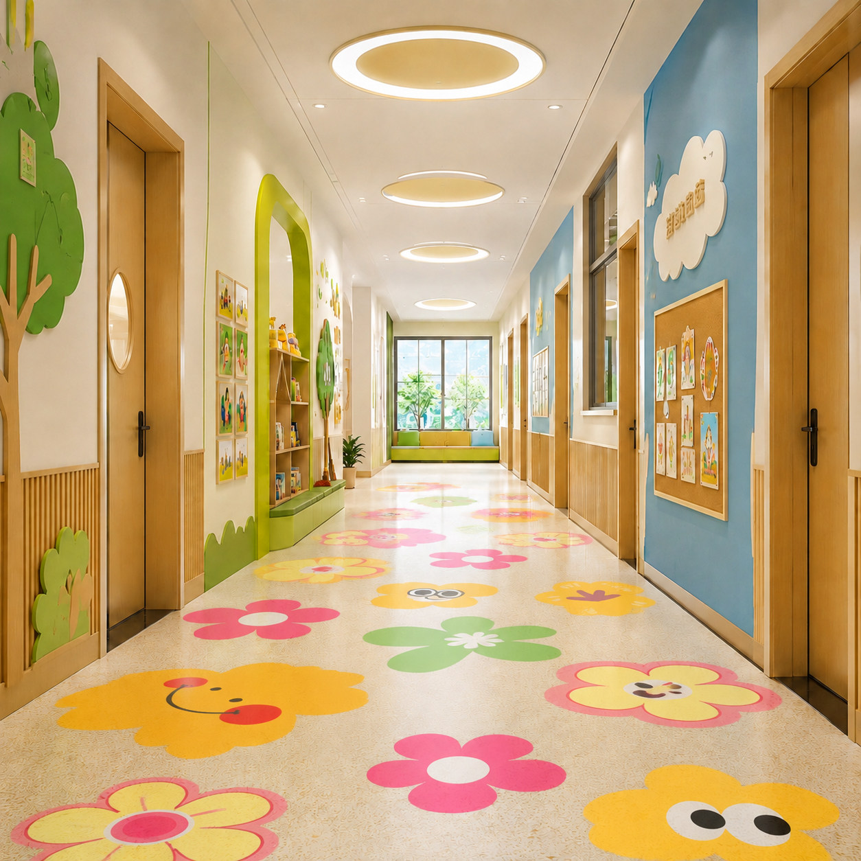 幼儿园卡通花朵自粘防滑地贴图片