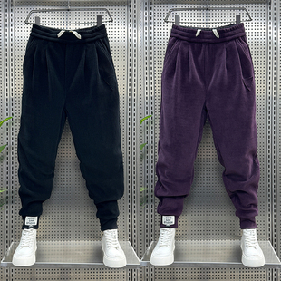 男士 刺绣休闲裤 新款 宽松束脚条绒卫裤 冬季 灯芯绒小脚长裤 网红时尚